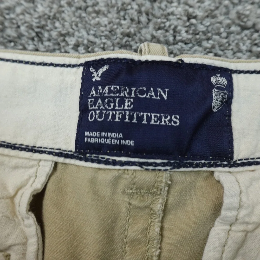 American Eagle Pants Mens 32X32 Beige Tan Brown Khaki Chino Trouser Flat Front